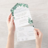 Elegant Greenery Eucalyptus Wreath Wedding All In One Uitnodiging (Afscheurbaar)