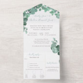 Elegant Greenery Eucalyptus Wreath Wedding All In One Uitnodiging (Binnen)