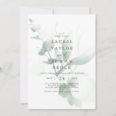 Elegant Greenery Faded Wedding Kaart (Voorkant)