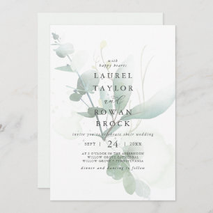 Elegant Greenery Faded Wedding Kaart