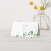 Elegant Greenery Folded Wedding Place Card (Achterkant)