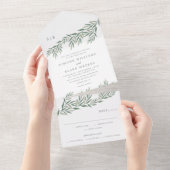 Elegant Greenery Foliage Wedding All In One Uitnodiging (Afscheurbaar)