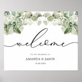 Elegant Greenery Foliage Wedding Welcome Sign Poster (Voorkant)