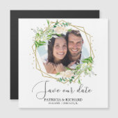Elegant Greenery Foto Wedding Save the Date (Voorkant / Achterkant)