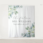 Elegant Greenery Future Mrs Photo Booth Backdrop Wandkleed (Voorkant)