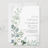 Elegant Greenery Garden Twins Coed Baby shower Kaart (Voorkant)