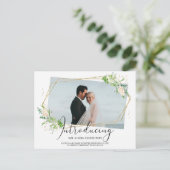Elegant Greenery Geometric Eloped aankondiging Briefkaart (Staand voorkant)