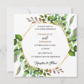 Elegant Greenery Geometric Lijst Wedding Kaart (Voorkant)