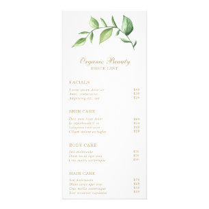 Elegant Greenery Gold Beauty Salon-prijslijst Reclamekaart