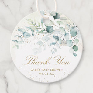 Elegant Greenery Gold Eucalyptus Baby shower Bedankjes Labels