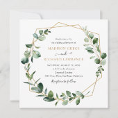 Elegant Greenery Gold Geometric Lijst Wedding Kaart (Voorkant)