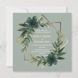 Elegant Greenery Gold Geometric Lijst Wedding Kaart