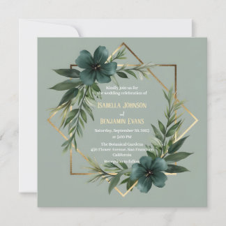 Elegant Greenery Gold Geometric Lijst Wedding Kaart