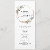 Elegant Greenery Gold Geometric Lijst Wedding Programma (Voorkant)
