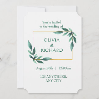 Elegant Greenery Gold Lijst Minimalistische Uitnod Kaart