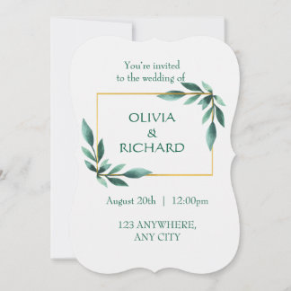 Elegant Greenery Gold Lijst Minimalistische Uitnod Kaart