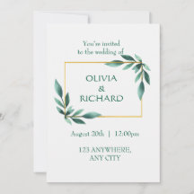 Elegant Greenery Gold Lijst Minimalistische Uitnod