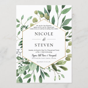 Elegant Greenery Gold Lijst Wedding Invitation Kaart
