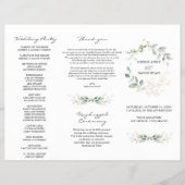 Elegant Greenery Gold Tri+Fold Wedding Program Flyer (Voorkant)