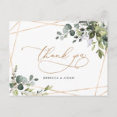 Elegant Greenery Gold Wedding Hartelijk dank Brief Briefkaart (Voorkant)