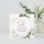 Elegant Greenery Golden Holiday Open House Kaart (Staand voorkant)