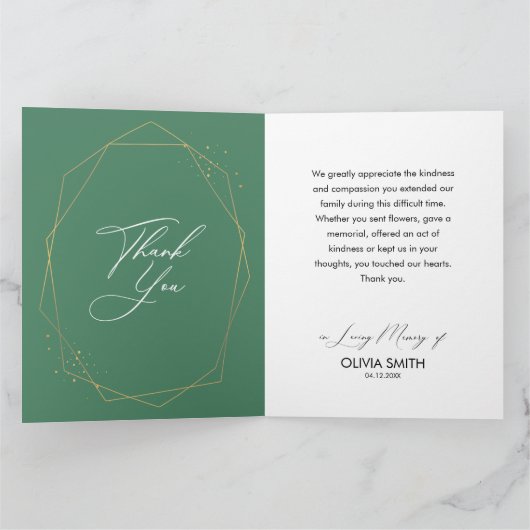 Elegant greenery goudlijnen eucalyptusbruiloft bedankkaart (Binnen)