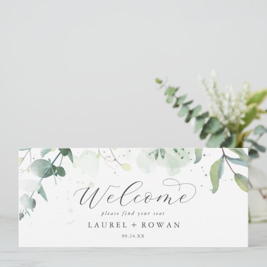 Elegant Greenery Hanging Seating Chart Header (Staand voorkant)