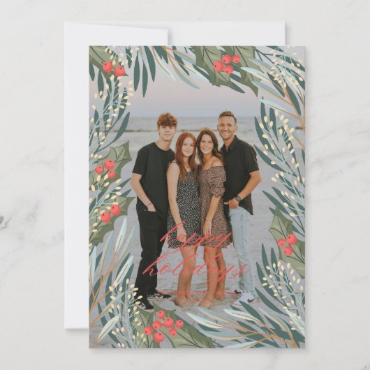 Elegant Greenery Holiday Lijst Holiday Kaart (Voorkant)