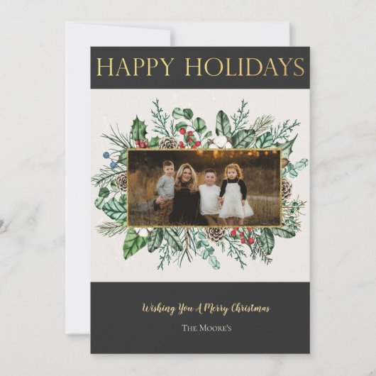 Elegant Greenery-kerstkaart Kaart (Voorkant)