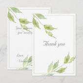 Elegant Greenery laat Waterverf Wedding Bedankkaart (Voorkant / Achterkant)