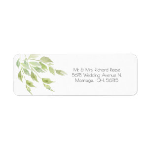 Elegant Greenery laat Waterverf Wedding Etiket