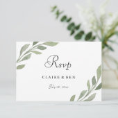Elegant Greenery Leaf Wedding RSVP (Staand voorkant)