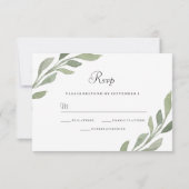 Elegant Greenery Leaf Wedding RSVP Kaartje (Achterkant)