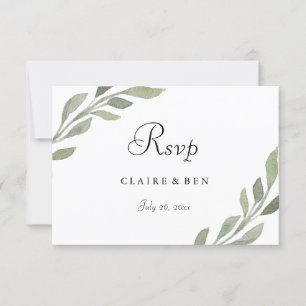 Elegant Greenery Leaf Wedding RSVP Kaartje