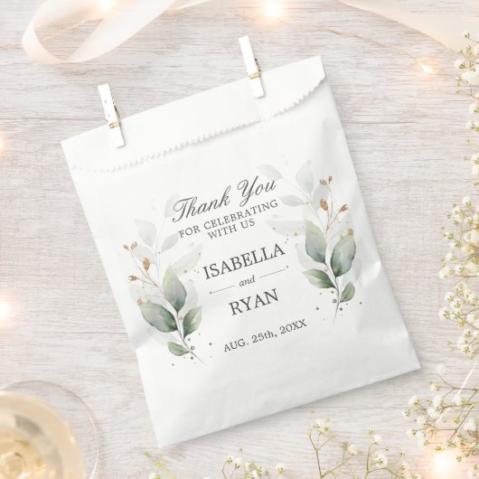 Elegant Greenery Leaves Gold Hartelijk dank Bedankzakje (Geknipt)