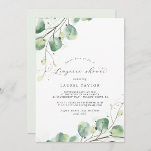 Elegant Greenery Lingerie Shower Invitation Kaart