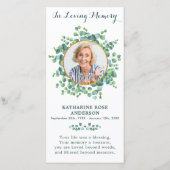 Elegant Greenery Memorial Foto Funeral Prayer (Voorkant)