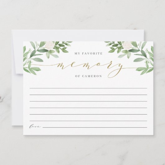 Elegant Greenery Memorial Mijn favoriete Memory Ka (Voorkant)