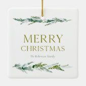 Elegant Greenery Merry Christmas Keramisch Ornament (Achterkant)