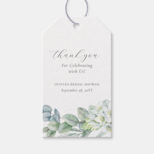 Elegant Greenery Modern Script Dank u wel Cadeaulabel (Voorkant)