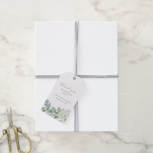 Elegant Greenery Modern Script Dank u wel Cadeaulabel (Met Touw)