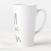 Elegant Greenery Monogram Aangepaste naam en Initi Latte Mok (Rechts)