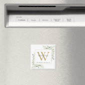 Elegant Greenery Monogram Name Magneet (Insitu (Vaatwasser))