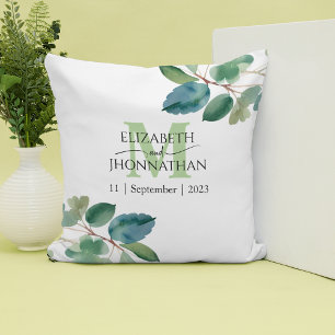 Elegant Greenery Monogram Wedding Kussen