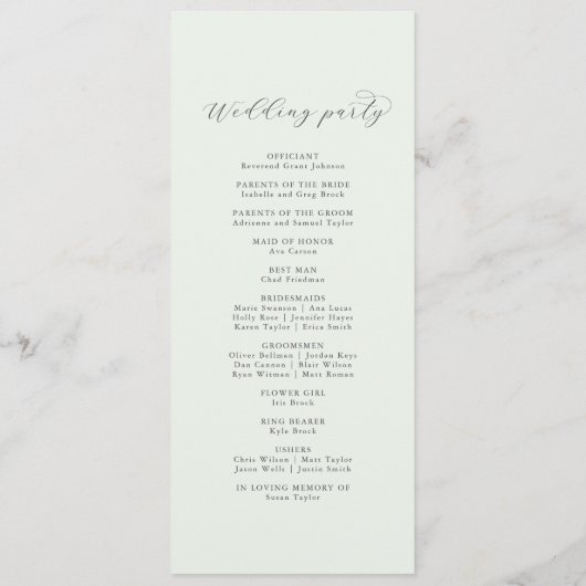 Elegant Greenery Monogram Wedding Programme Programma (Achterkant)