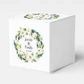 Elegant Greenery Personalized Names Date Wedding Bedankdoosjes (Voorkant Zijde)