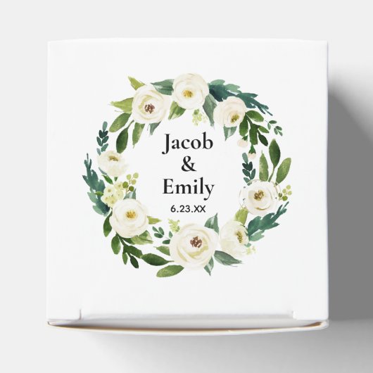 Elegant Greenery Personalized Names Date Wedding Bedankdoosjes (Bovenkant)