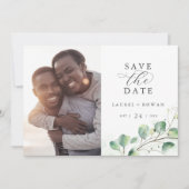 Elegant Greenery Photo Save the Date (Voorkant)