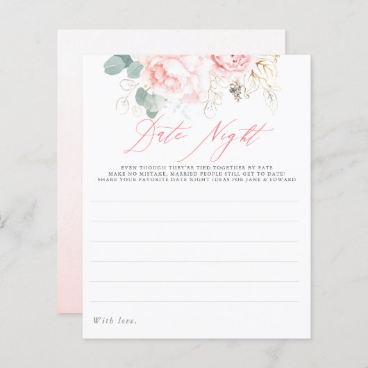 Elegant Greenery Pink Floral Date Night Idees (Voorkant / Achterkant)