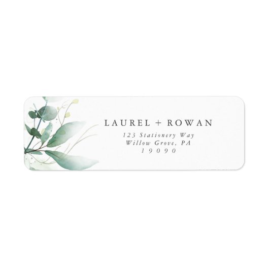 Elegant Greenery Return Address Label (Voorkant)